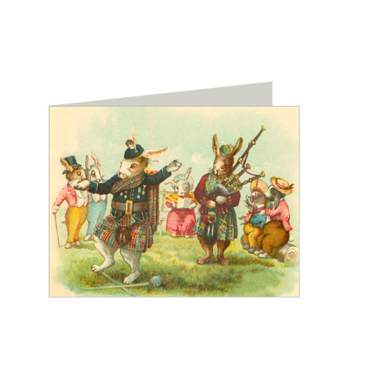 Petite Highland Bunnies Easter Card ~ England